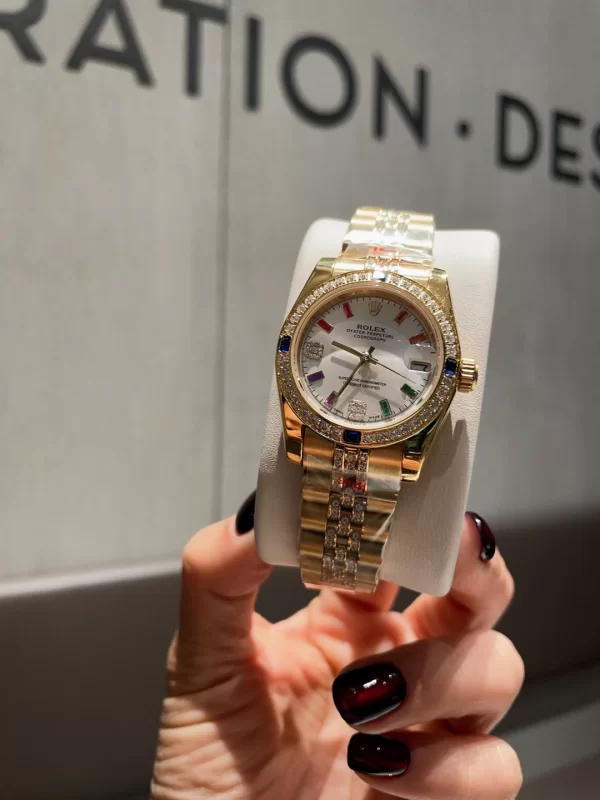 ROLEXデイトジャストスーパーコピー高級レディース腕時計 31mm レインボーゴールドモデル