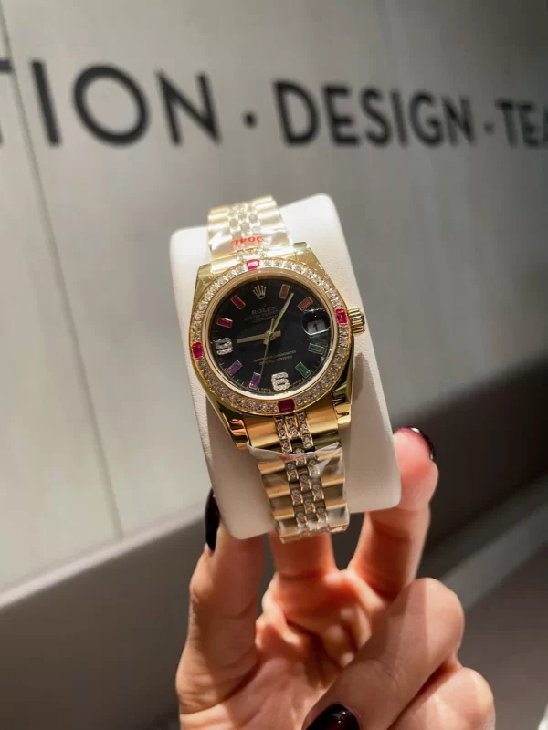 ROLEXデイトジャストスーパーコピー高級レディース腕時計 31mm レインボーゴールドモデル