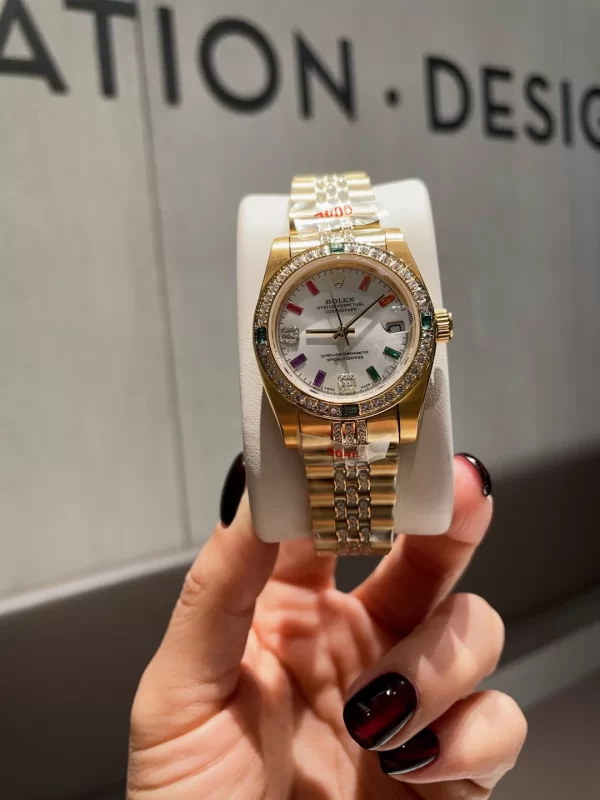 ROLEXデイトジャストスーパーコピー高級レディース腕時計 31mm レインボーゴールドモデル